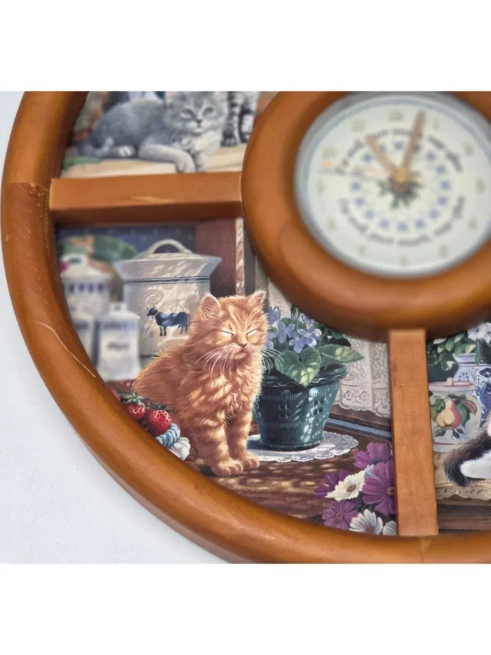 Bradford Exchange Purr-fect Times Cat Wall Clock Mary Ann Lasher 4 Plates 2002